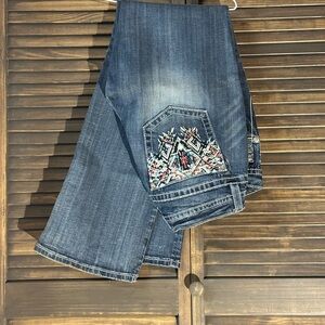 Miss Me Blue Boot Cut Jeans with Embroidery